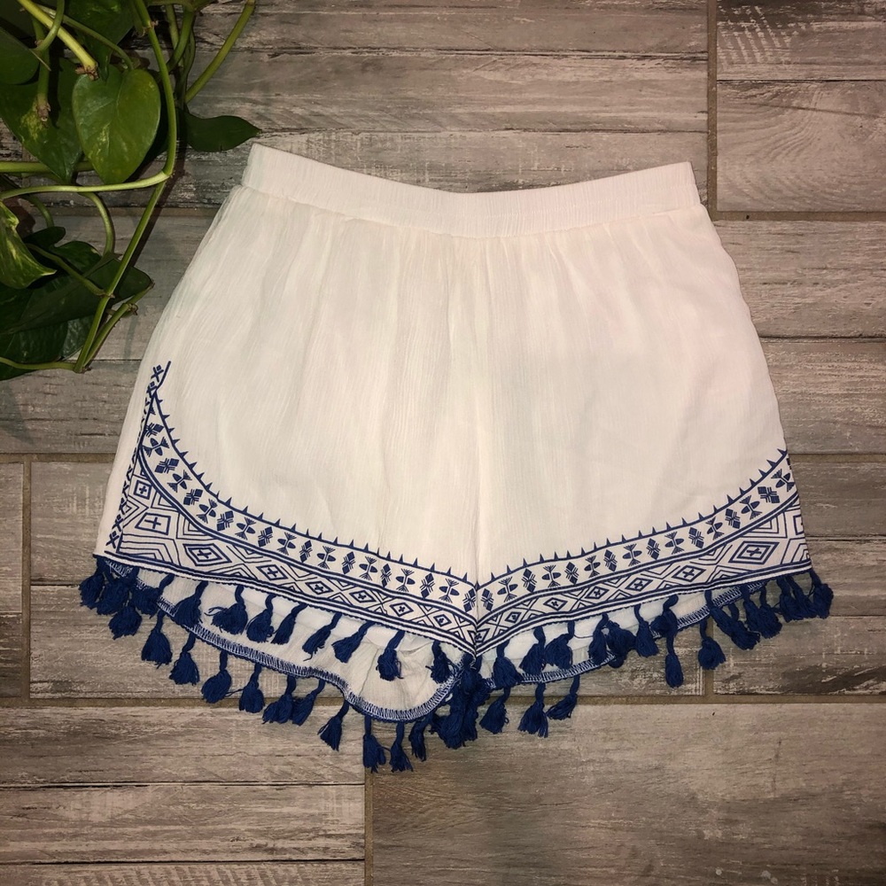 Entro medium shorts tassel white navy blue - Picture 1 of 3